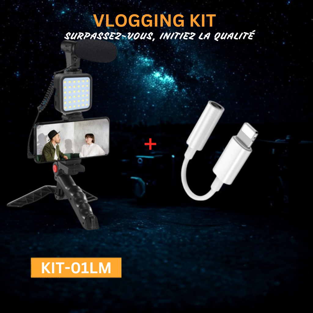 Complete Smartphone Vlogging Kit — Shotgun Microphone + 36-LED Light + Tripod + Remote Control