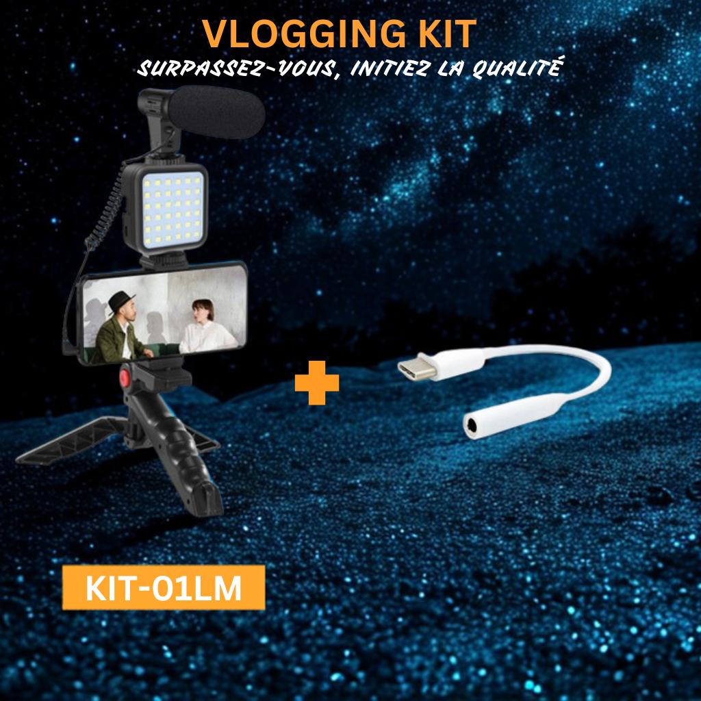 Complete Smartphone Vlogging Kit — Shotgun Microphone + 36-LED Light + Tripod + Remote Control